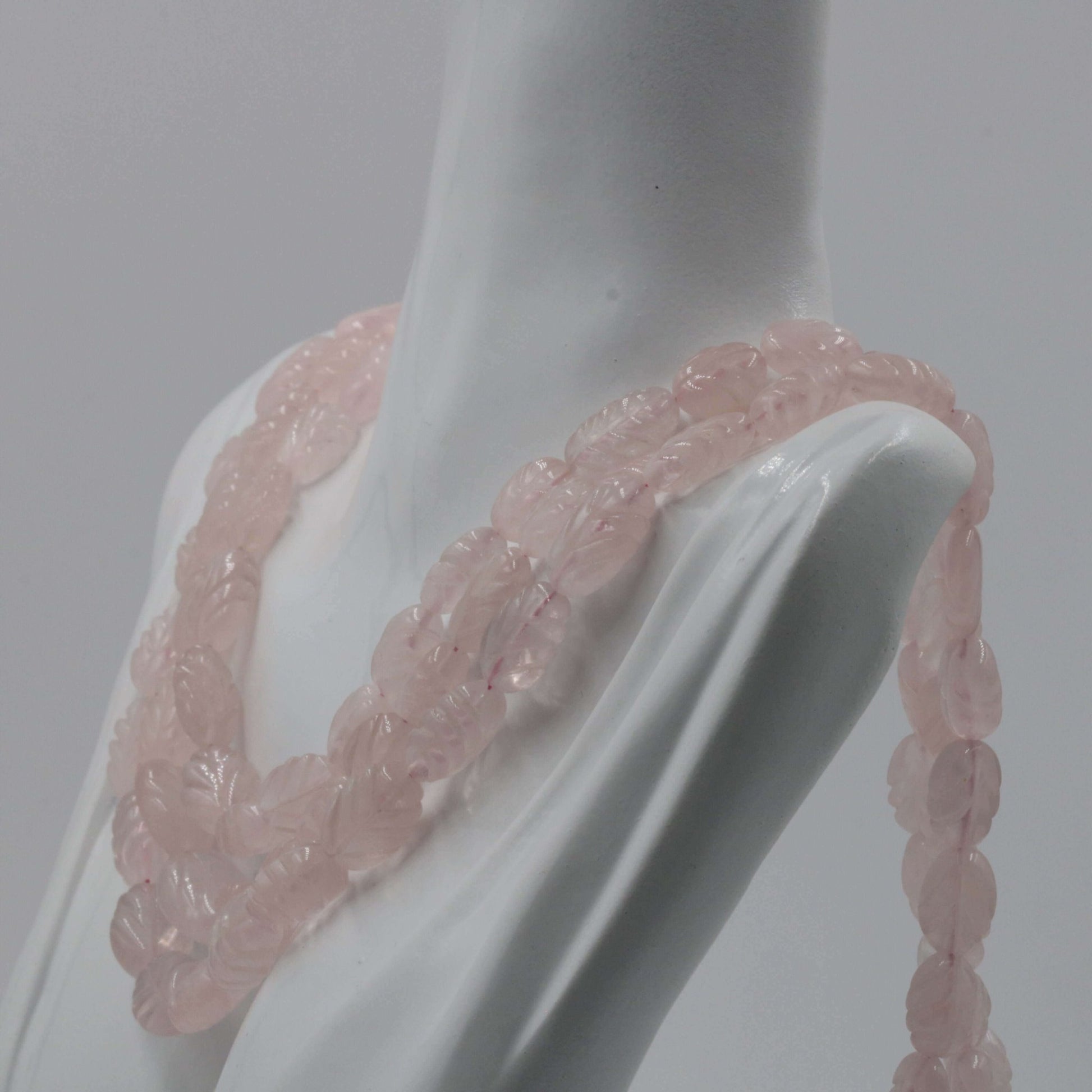 Rose Quartz Leaves Necklace - Taj Mahal Gems