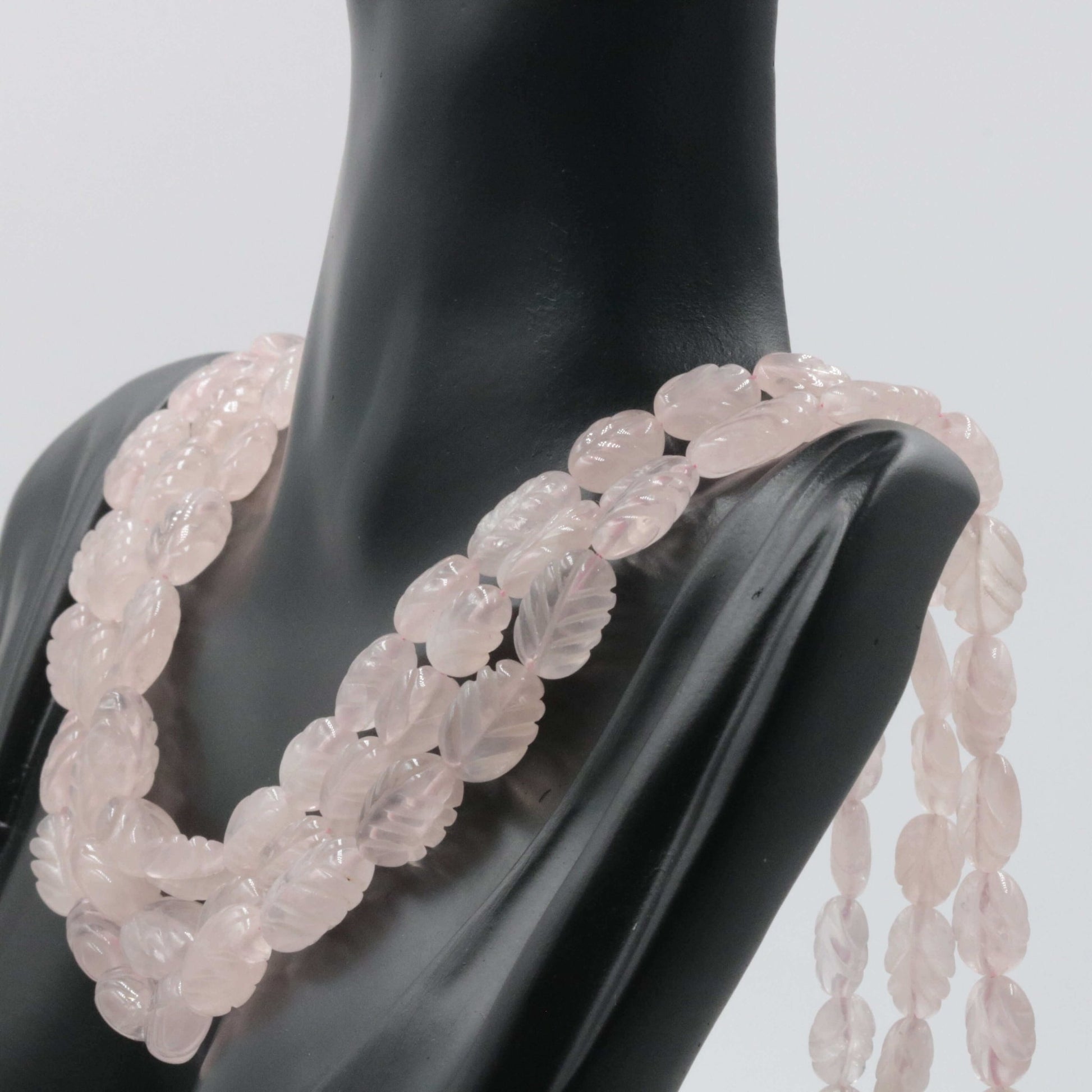 Rose Quartz Leaves Necklace - Taj Mahal Gems