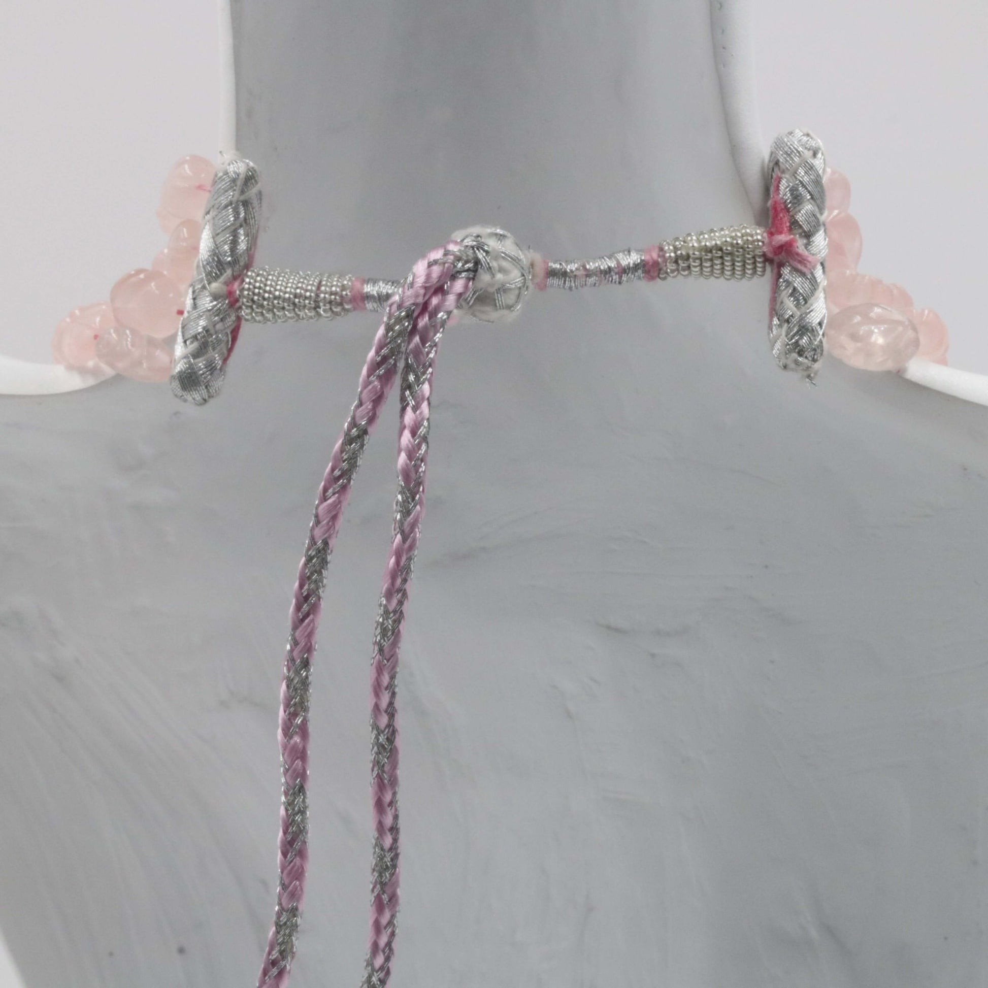 Rose Quartz Leaves Necklace - Taj Mahal Gems