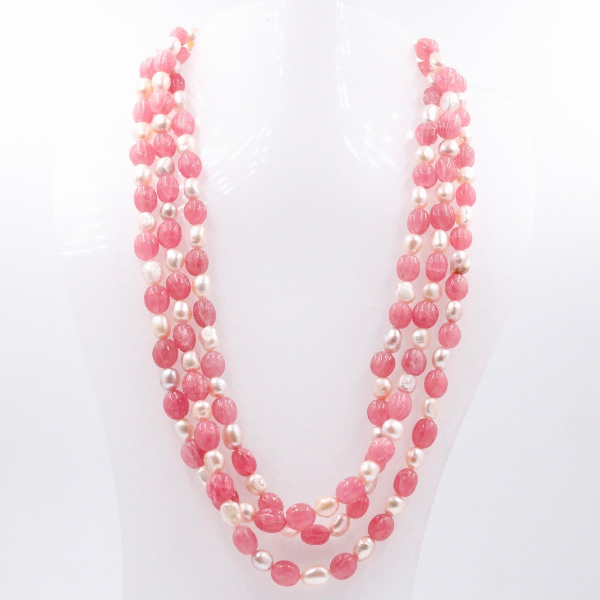 Rose Quartz with Fresh Water Pearl Necklace - Taj Mahal Gems