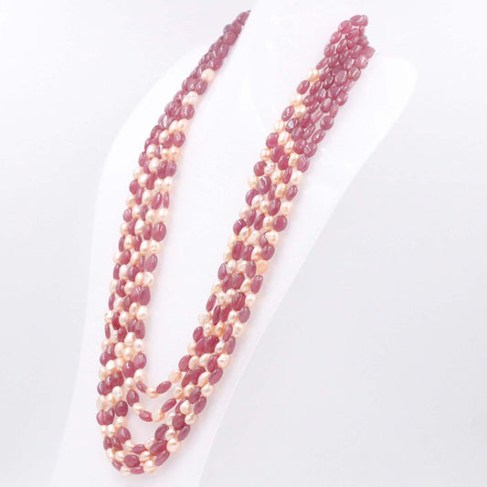 Ruby and Pearl Necklace - Taj Mahal Gems