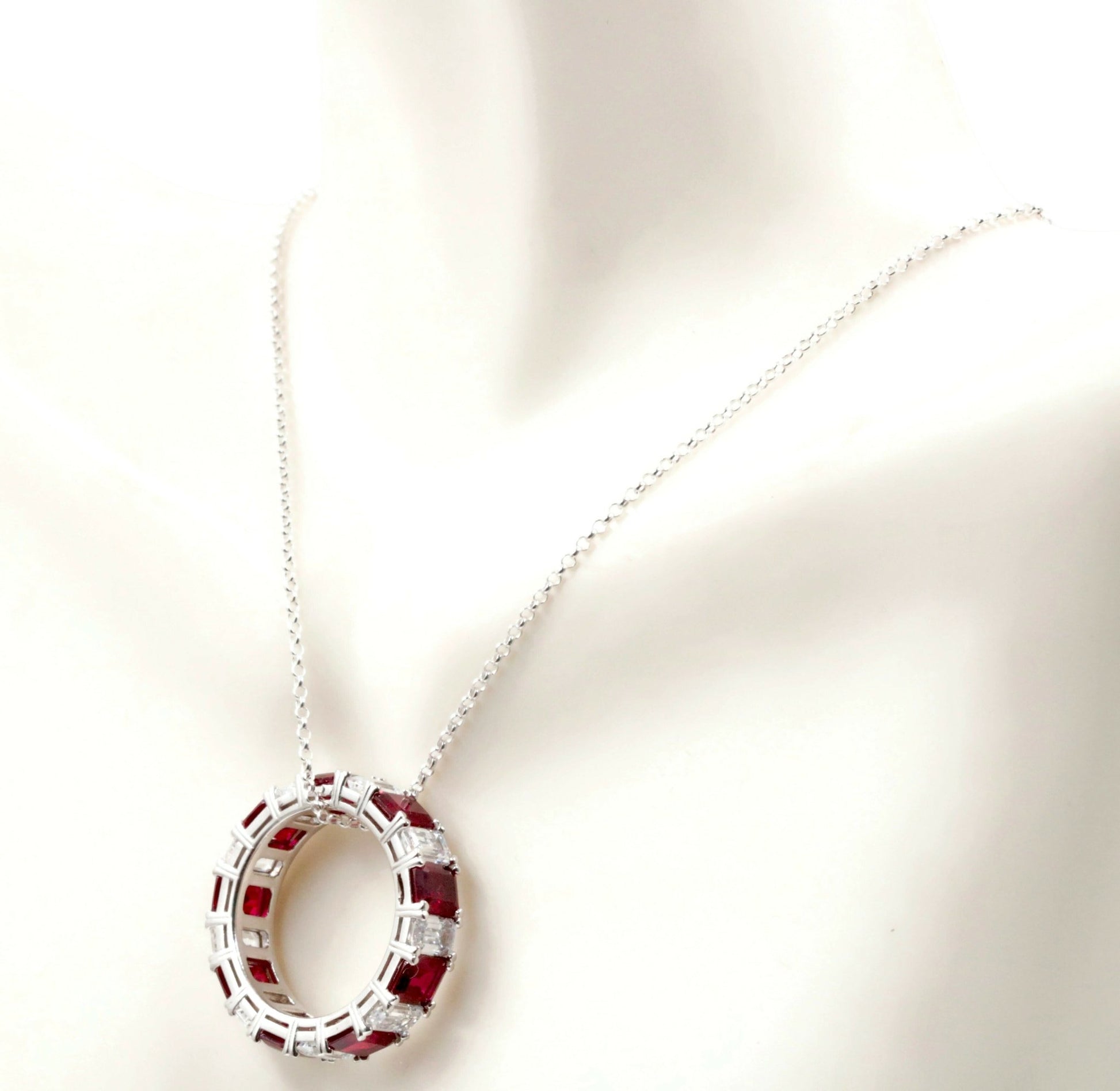 Ruby Eternity Ring with CZ Charms - Taj Mahal Gems