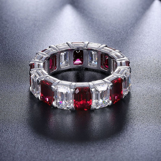 Ruby Eternity Ring with CZ Charms - Taj Mahal Gems