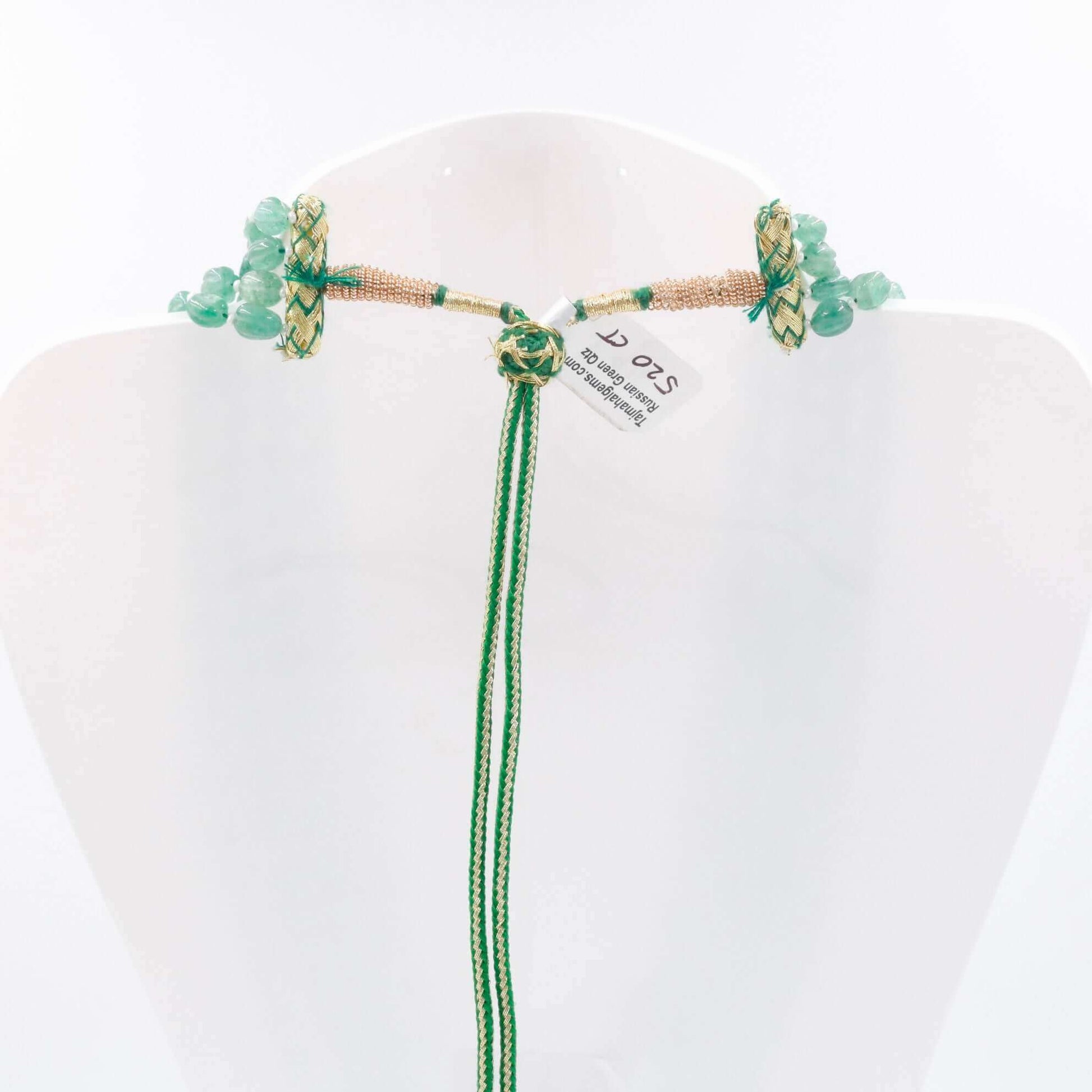 Russian Emerald Pumpkin Beads Necklace - Taj Mahal Gems