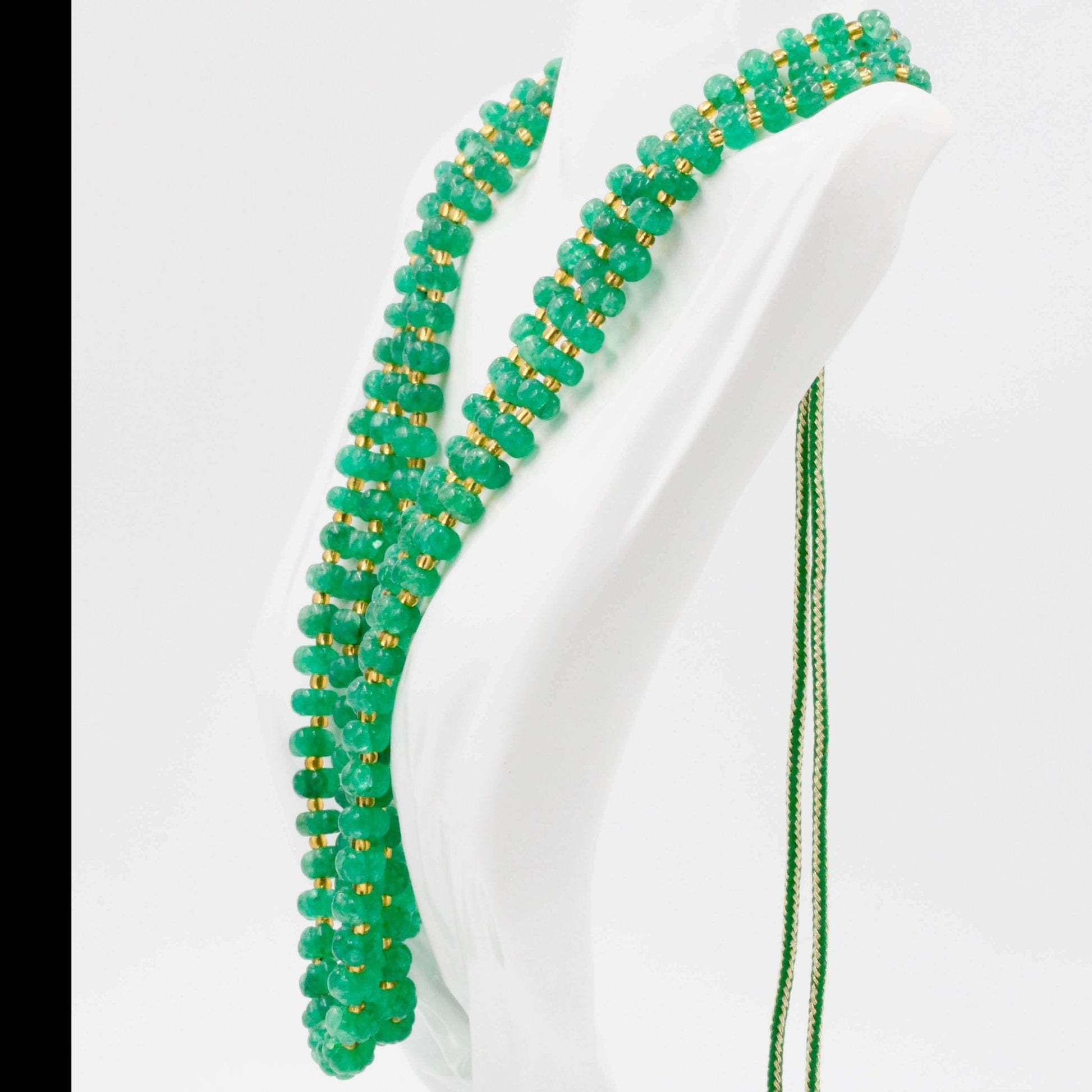 Russian emerald Pumpkin Beads Necklace - Taj Mahal Gems