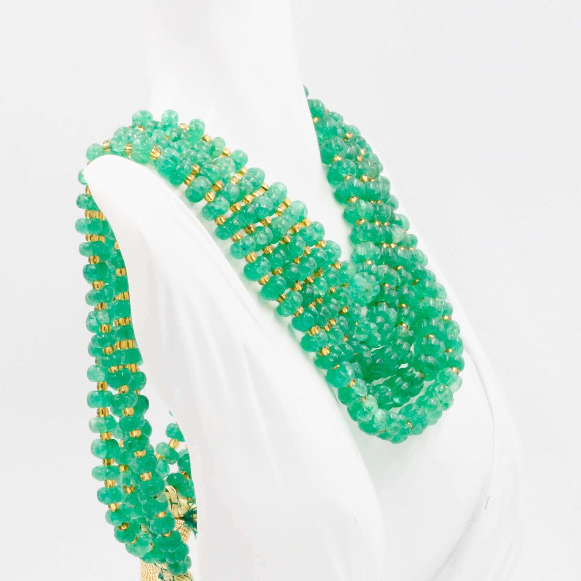 Russian emerald Pumpkin Beads Necklace - Taj Mahal Gems