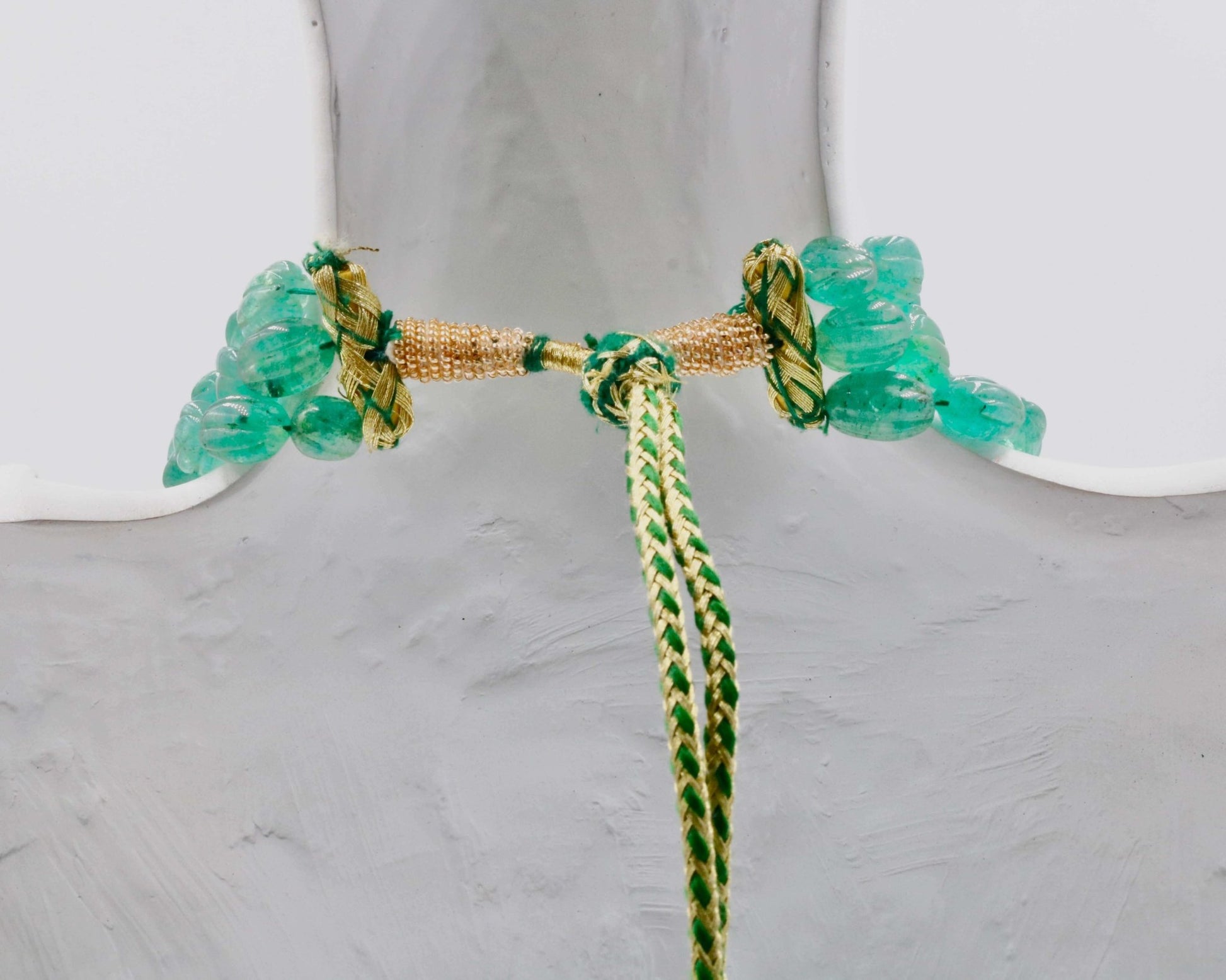 Russian Emerald Pumpkin Beads Necklace - Taj Mahal Gems