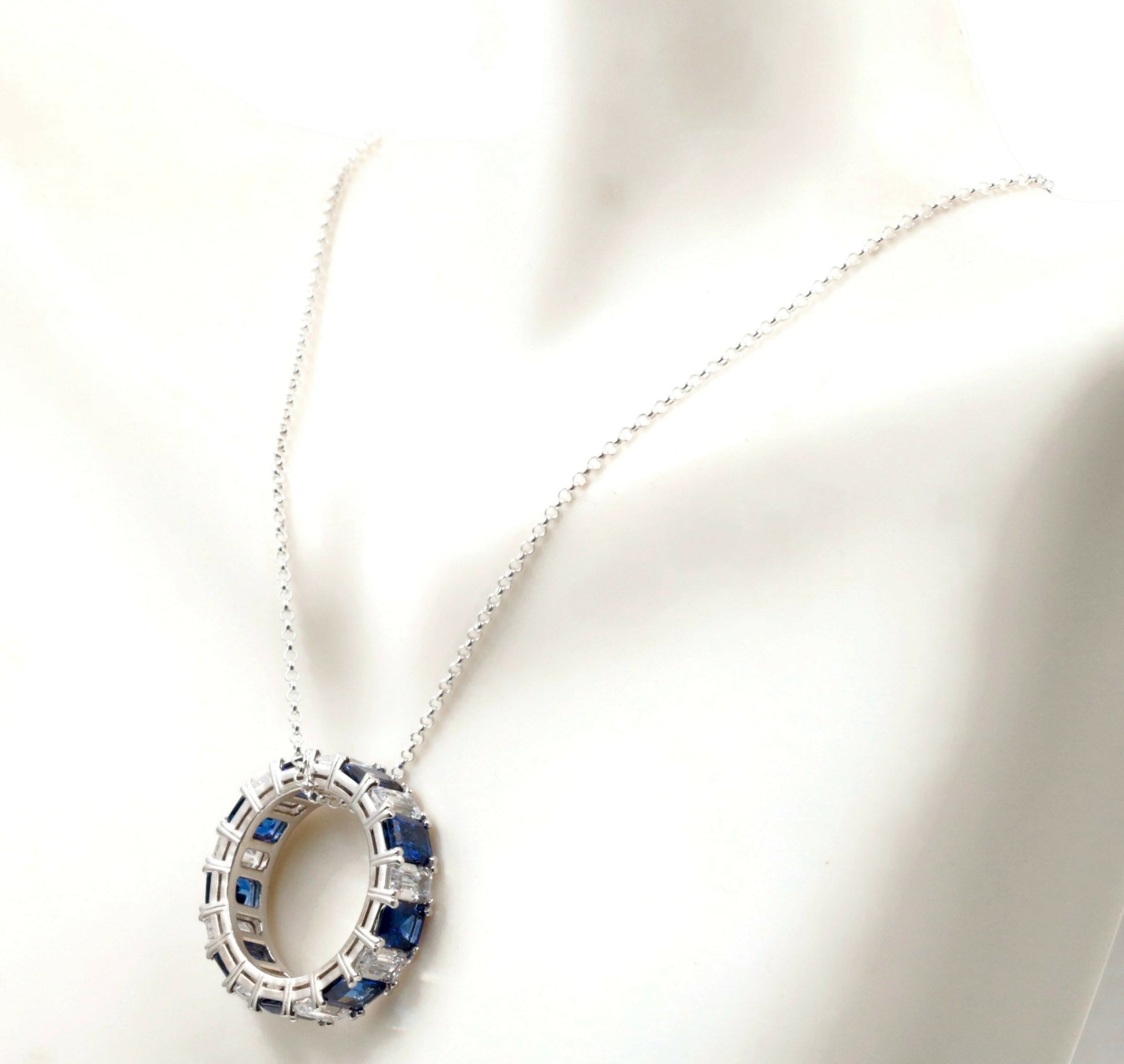 Sapphire Eternity Ring with CZ Charms - Taj Mahal Gems