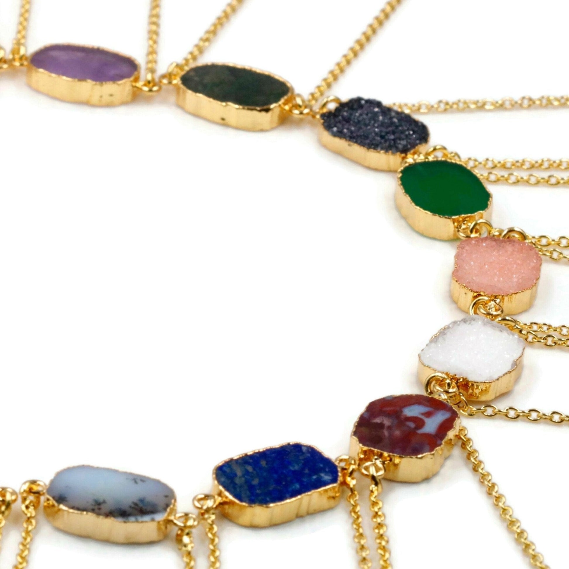 Single Color Gemstone with Chain Necklace - Taj Mahal Gems