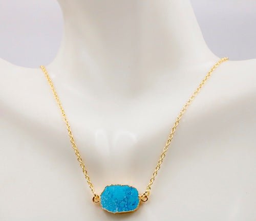 Single Color Gemstone with Chain Necklace - Taj Mahal Gems