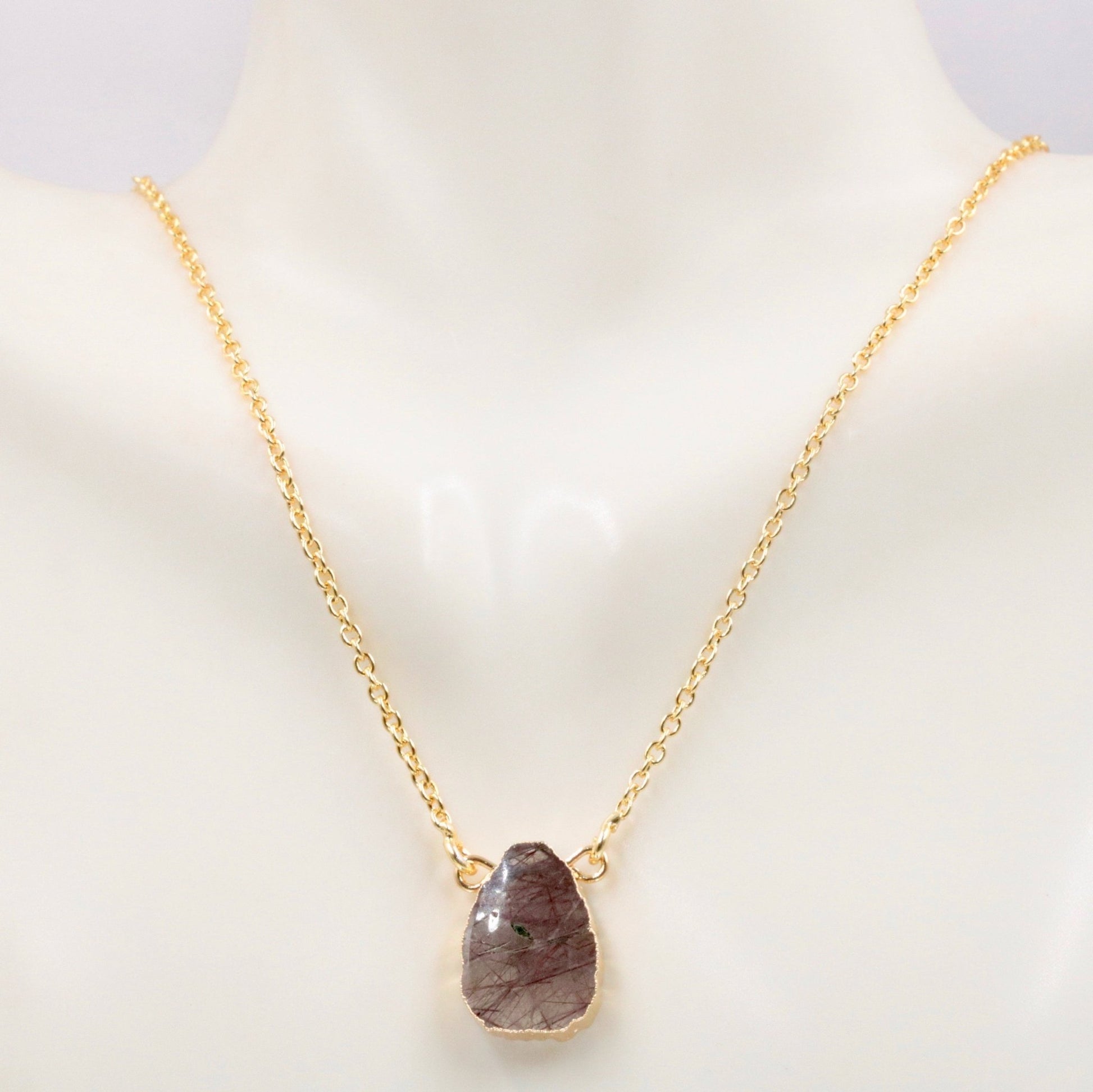 Single Color Natural Shape Gemstone with Chain Necklace - Taj Mahal Gems