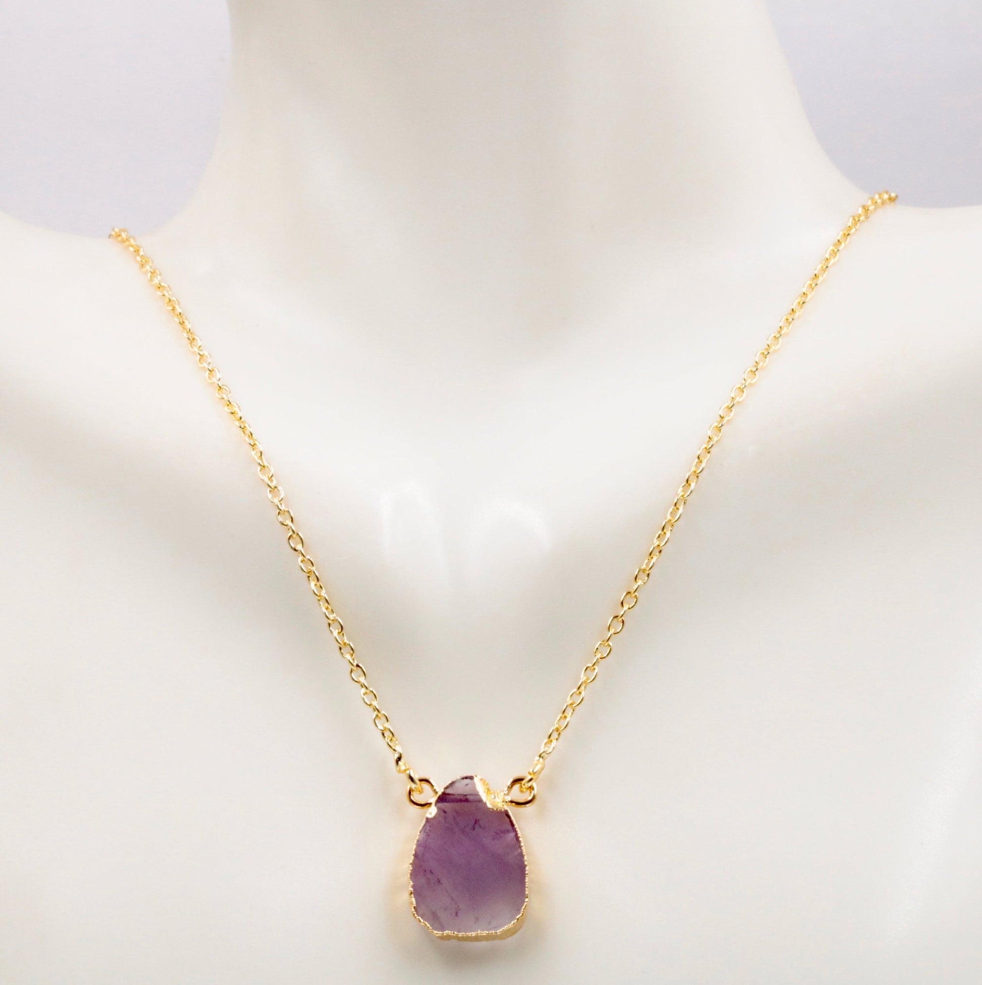 Single Color Natural Shape Gemstone with Chain Necklace - Taj Mahal Gems