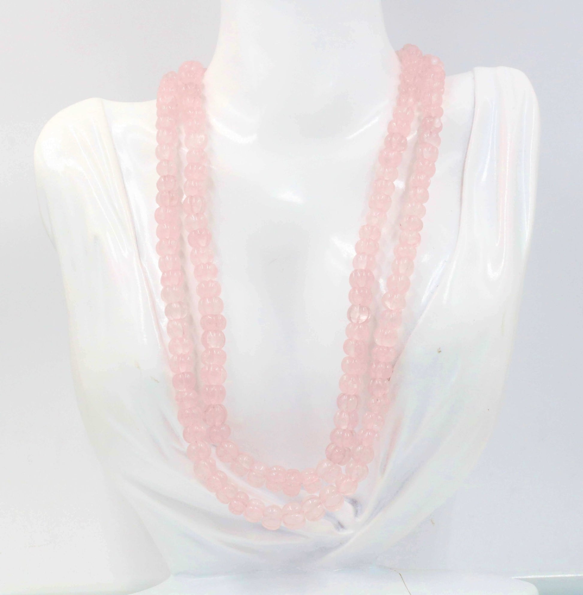 Single color Quartz Pumpkin beads Necklace - Taj Mahal Gems