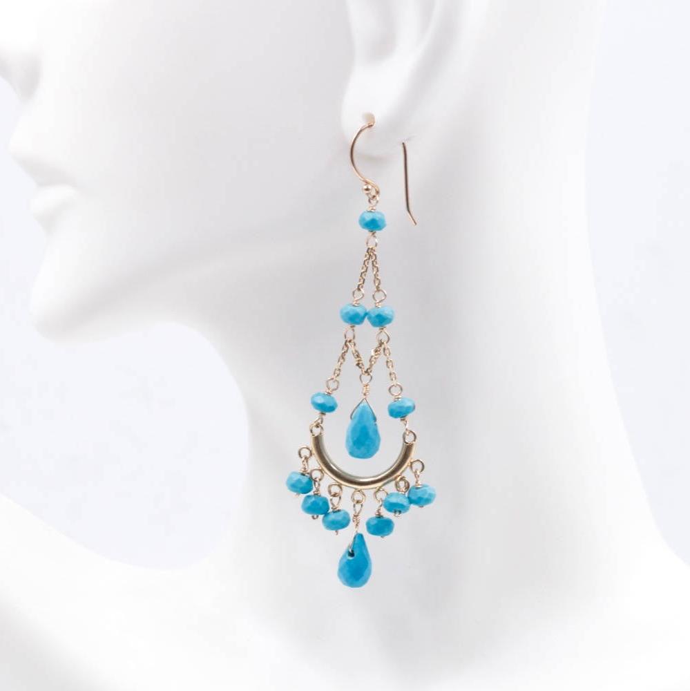 Sleeping Beauty Turquoise Half Moon Earrings - Taj Mahal Gems