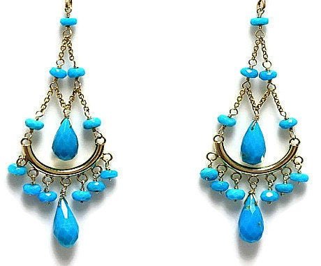 Sleeping Beauty Turquoise Half Moon Earrings - Taj Mahal Gems