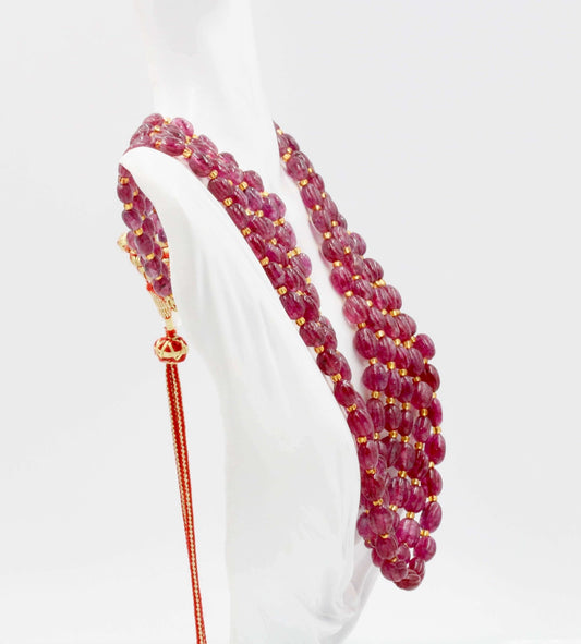 Strawberry Quartz Pumpkin Beaded Necklace - Taj Mahal Gems