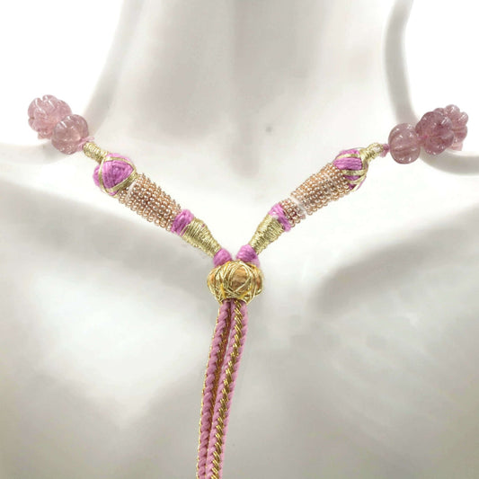 Strawberry Quartz Pumpkin Beads Necklace - Taj Mahal Gems