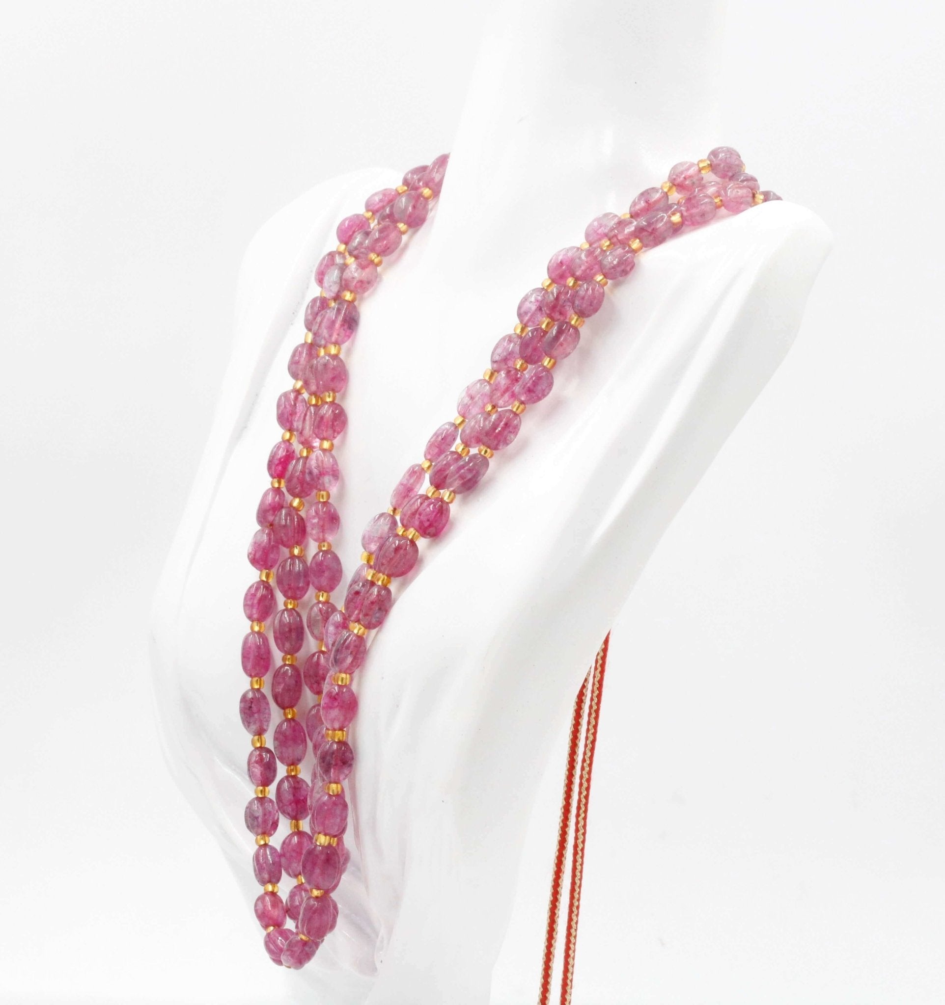 Strawberry Quartz Pumpkin Beads Necklace - Taj Mahal Gems