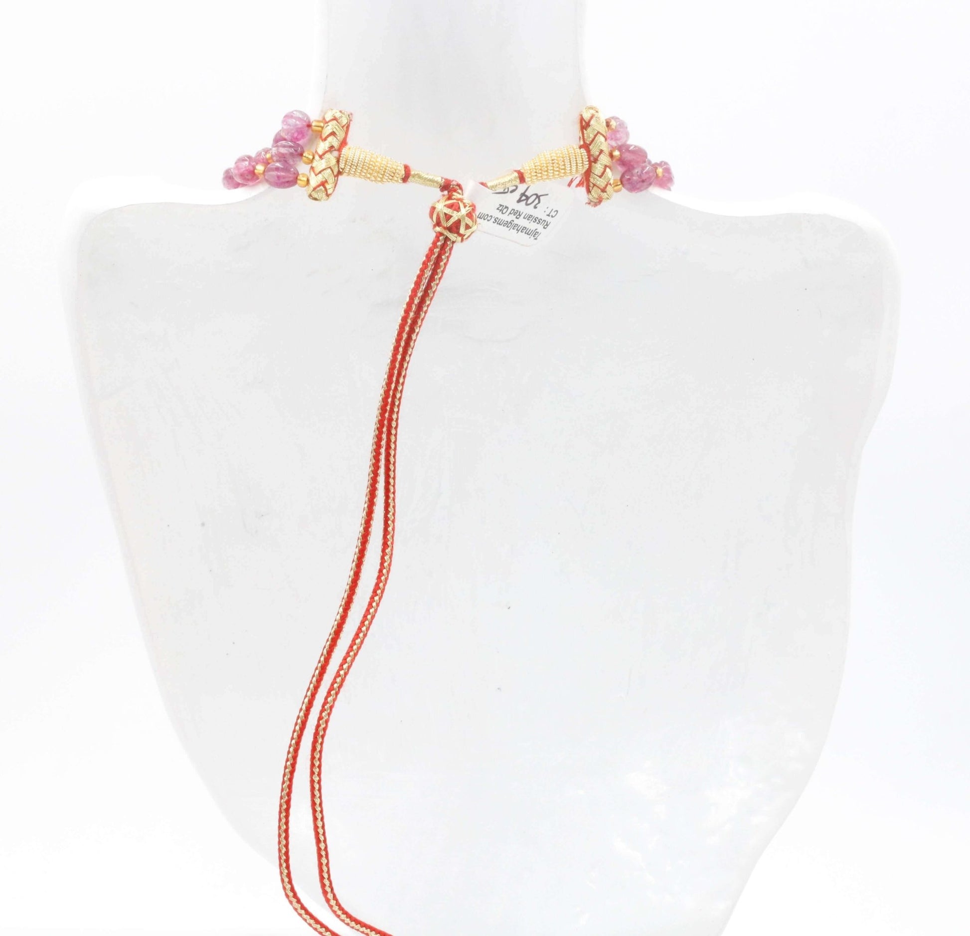 Strawberry Quartz Pumpkin Beads Necklace - Taj Mahal Gems