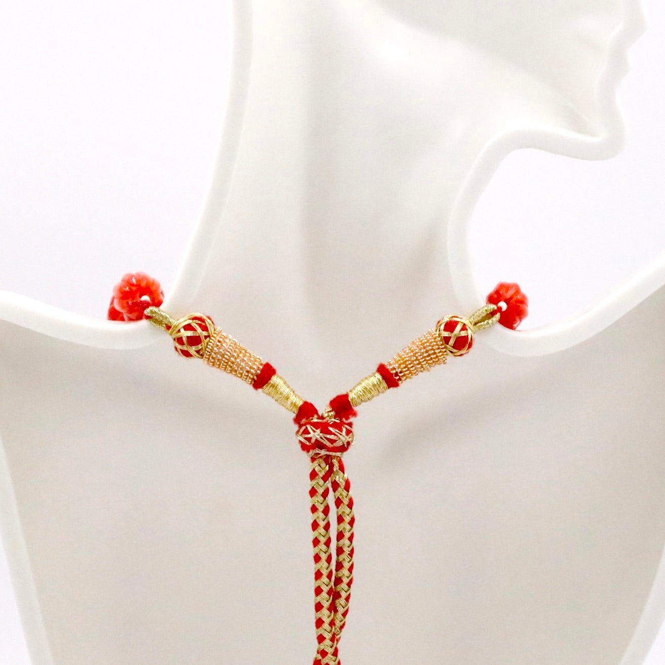 Taiwan Coral Pumpkin Necklace - Taj Mahal Gems