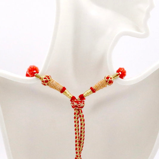 Taiwan Coral Pumpkin Necklace - Taj Mahal Gems