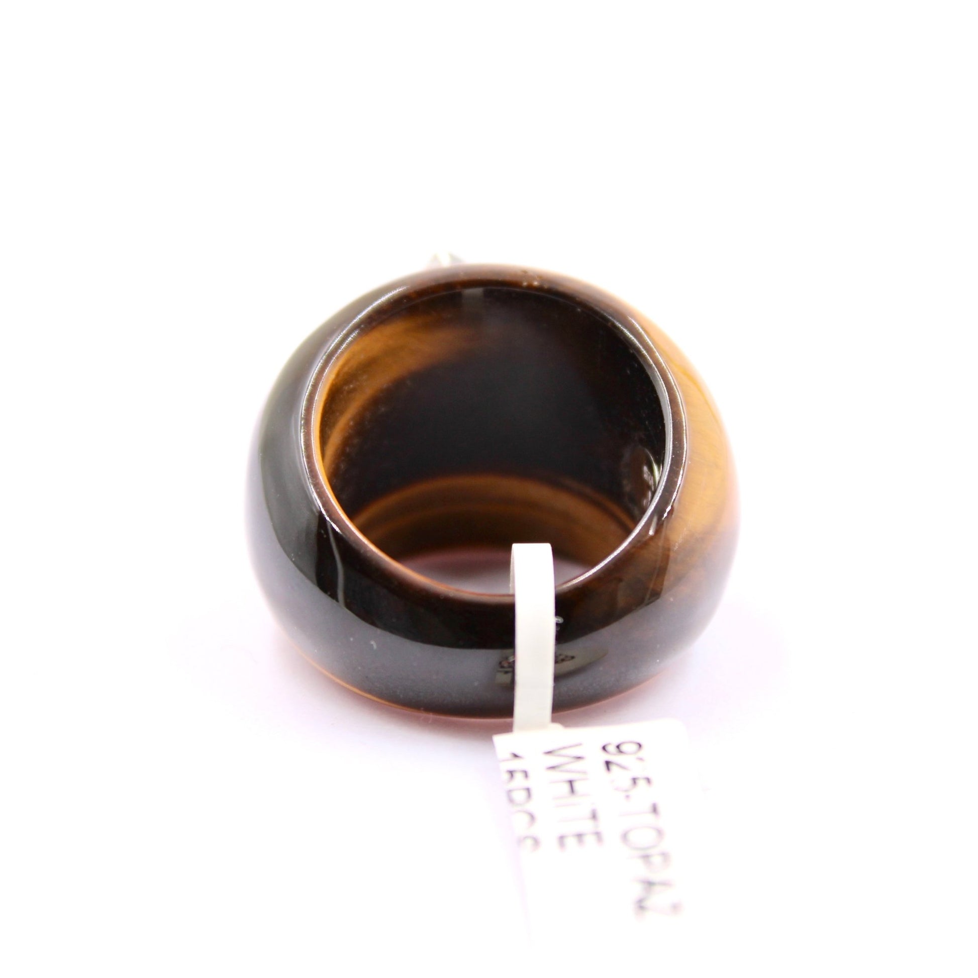 Tiger's Eye Ring with White Topaz Star - Taj Mahal Gems