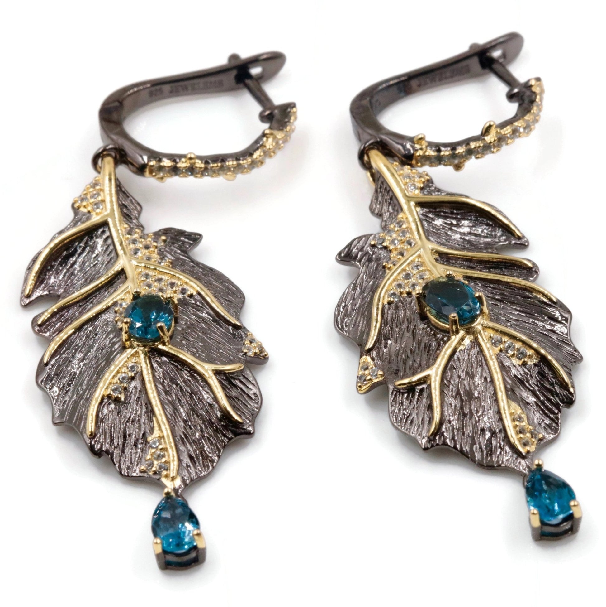 Topaz Dangle Leaf Earrings - Taj Mahal Gems