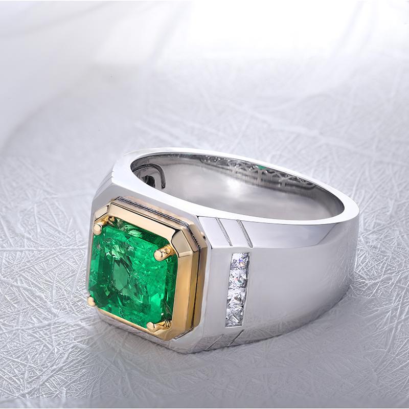 Two - Tone Colombian Emerald Ring - Taj Mahal Gems