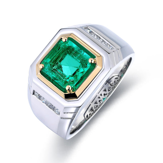 Two - Tone Colombian Emerald Ring - Taj Mahal Gems