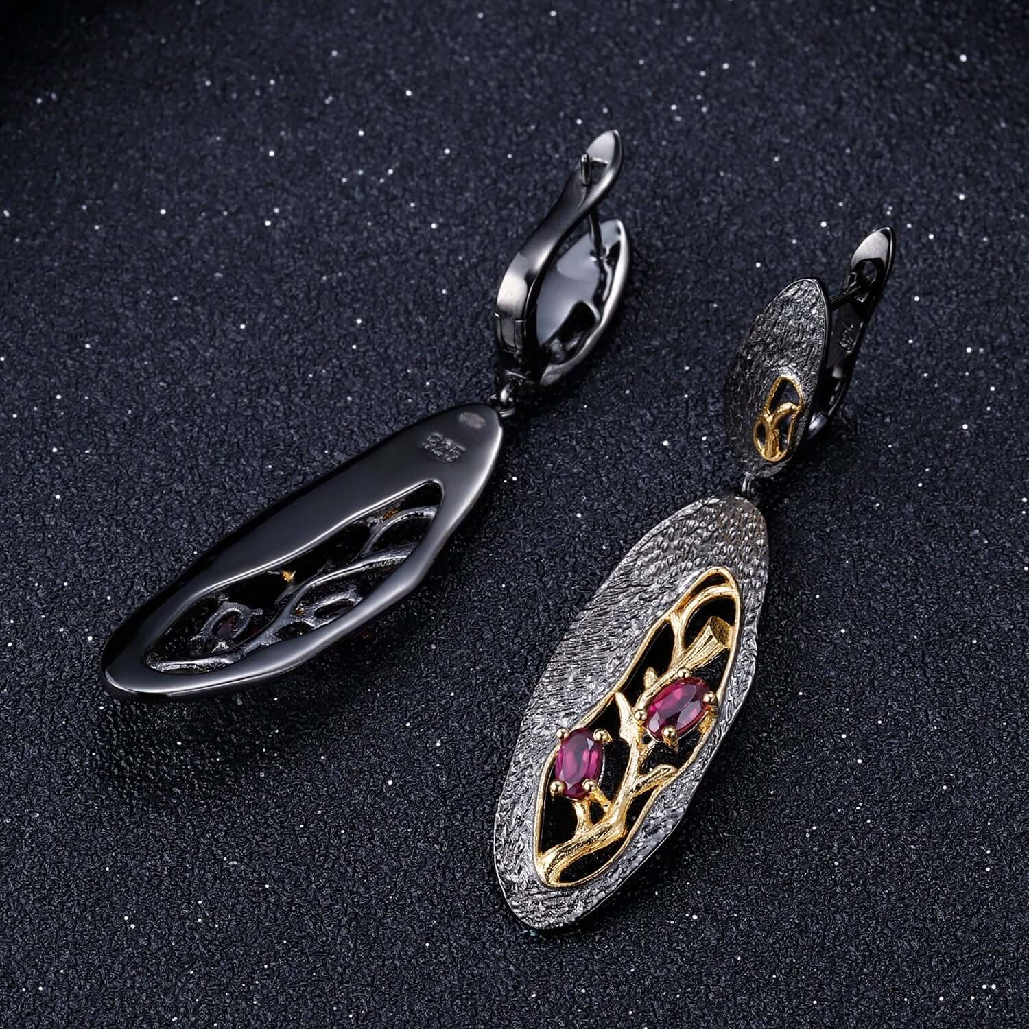 Vintage Rhodolite Garnet Flower Earrings - Taj Mahal Gems
