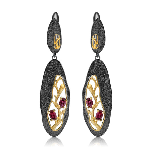 Vintage Rhodolite Garnet Flower Earrings - Taj Mahal Gems