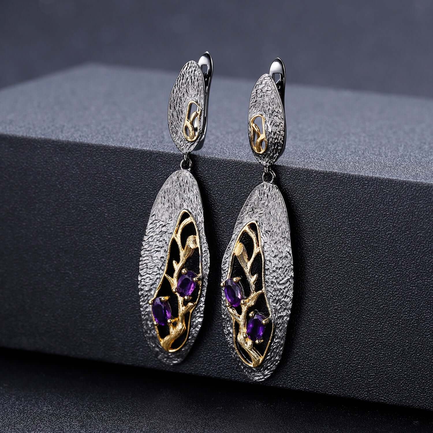 Vintage Rhodolite Garnet Flower Earrings - Taj Mahal Gems