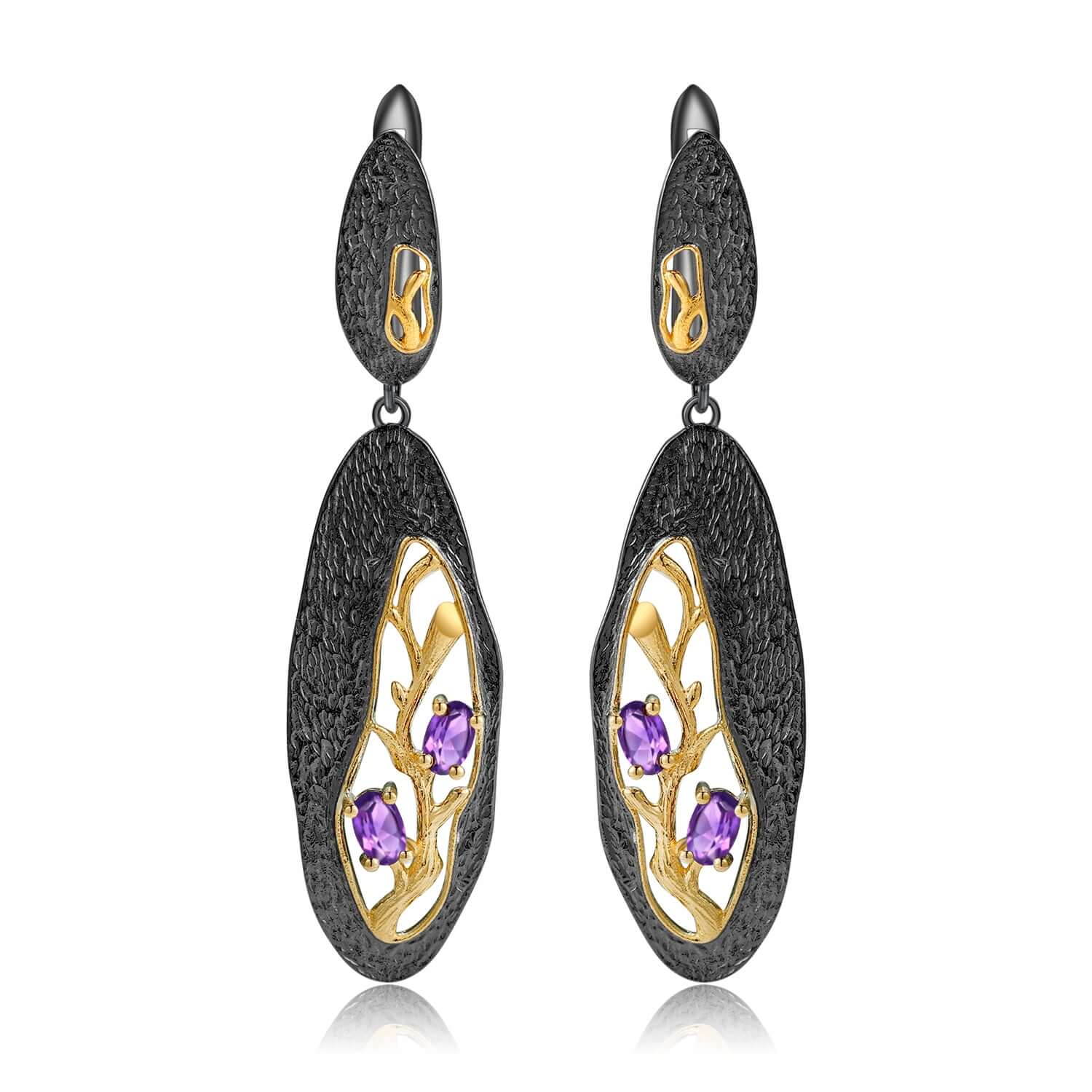 Vintage Rhodolite Garnet Flower Earrings - Taj Mahal Gems