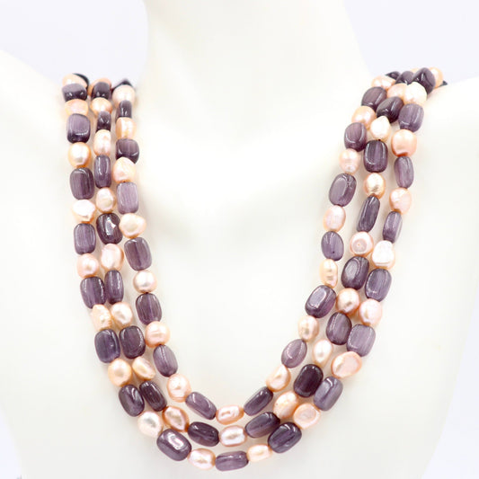 Violet Quartz and Fresh Water Pearl Necklace - Taj Mahal Gems