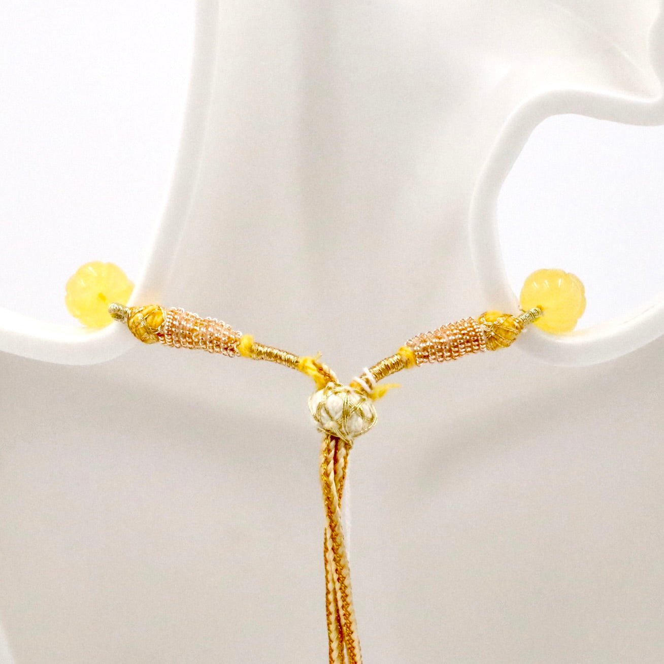 Yellow Quartz Pumpkin Beads Necklace - Taj Mahal Gems
