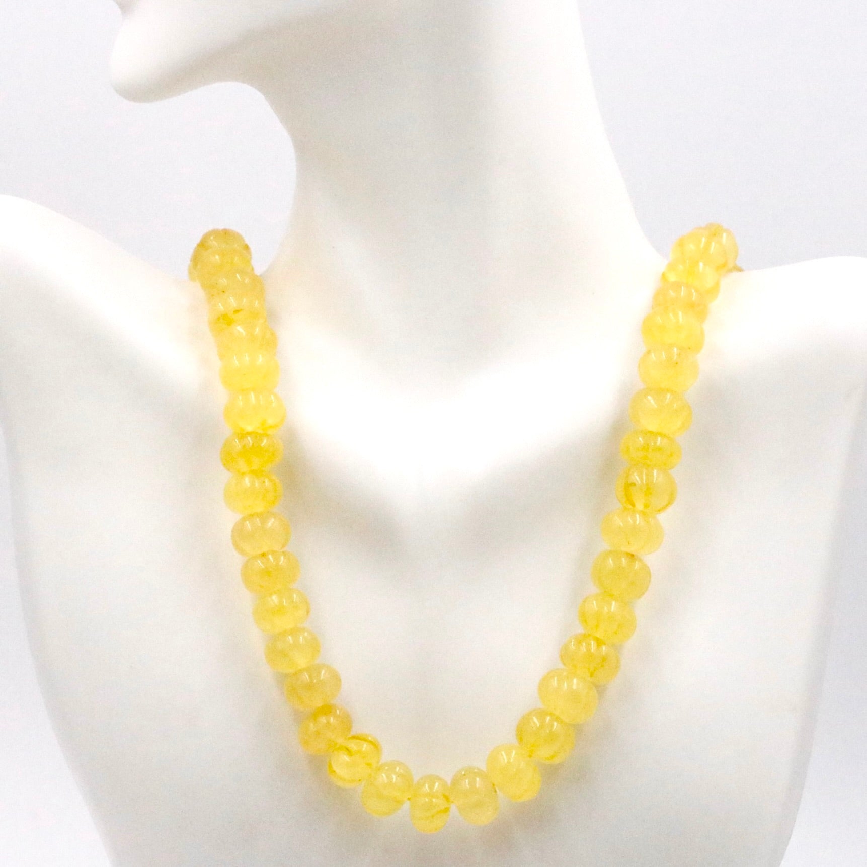 Yellow Quartz Pumpkin Beads Necklace - Taj Mahal Gems