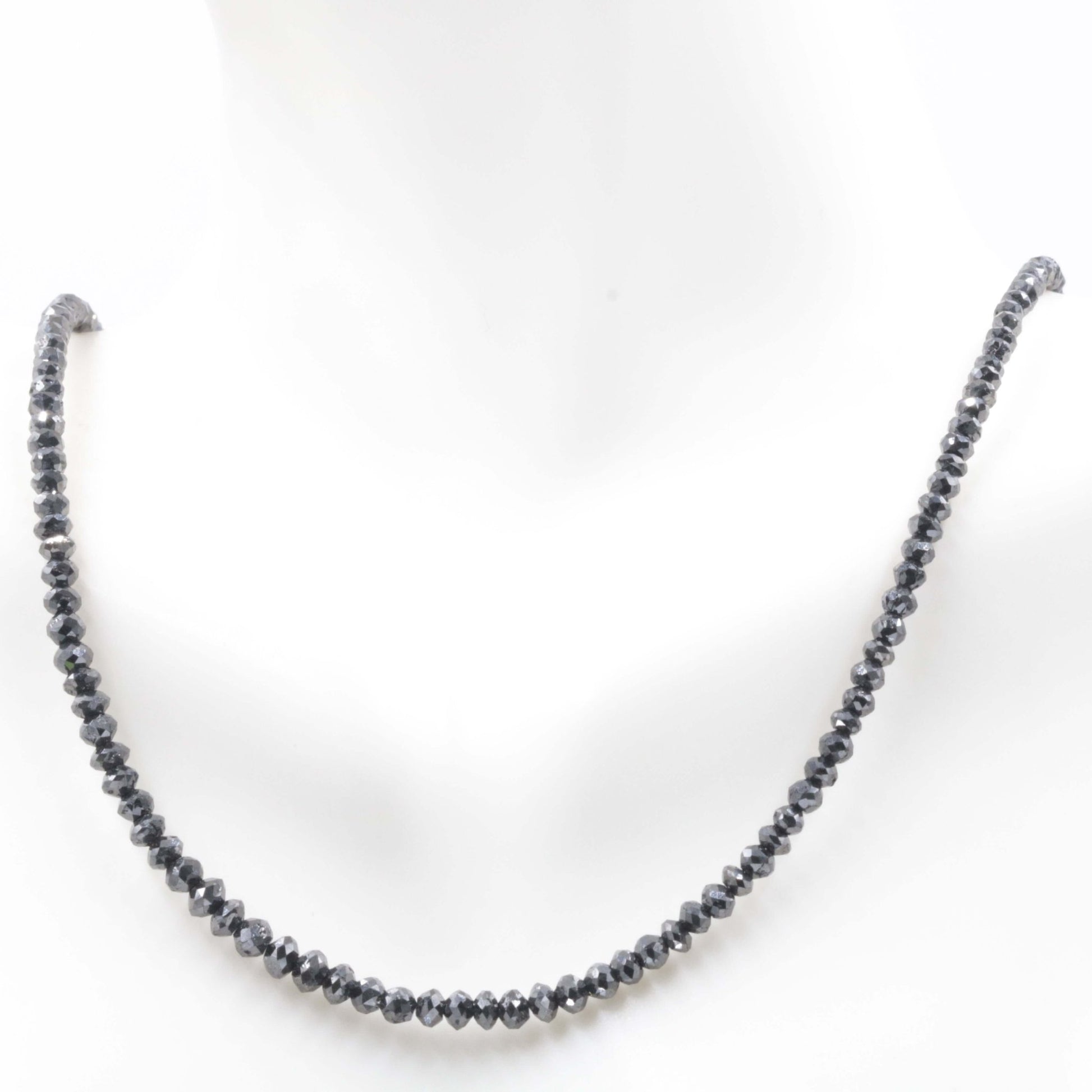 14K Gold Plated Black Diamond Beaded Necklace - Taj Mahal Gems