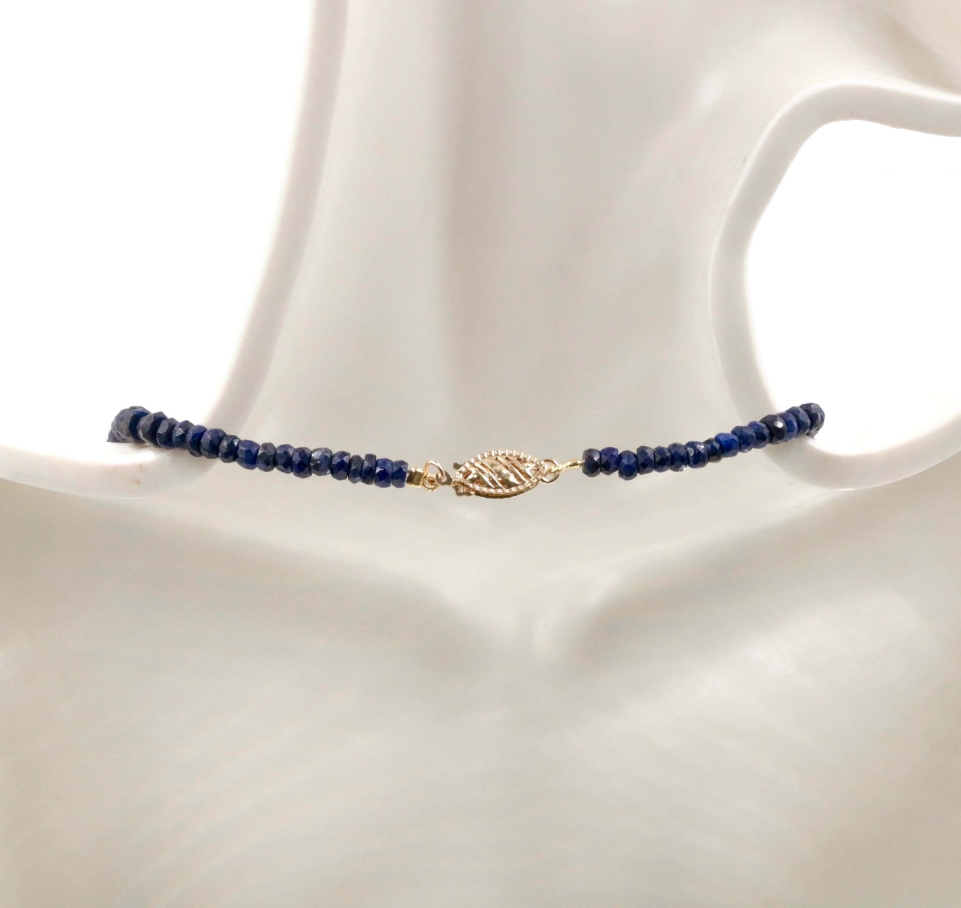 14KY Natural Blue Sapphire Necklace - Taj Mahal Gems