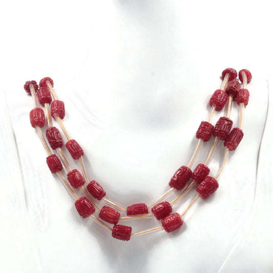 Antique Red Coral Bead Strands - Taj Mahal Gems