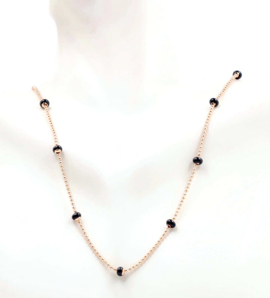 Black Onyx Beaded Rose Gold Chain - Taj Mahal Gems