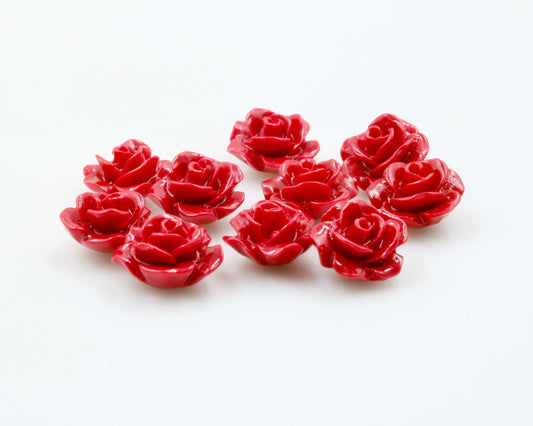 Coral Rose flower Beads 10mm - Taj Mahal Gems