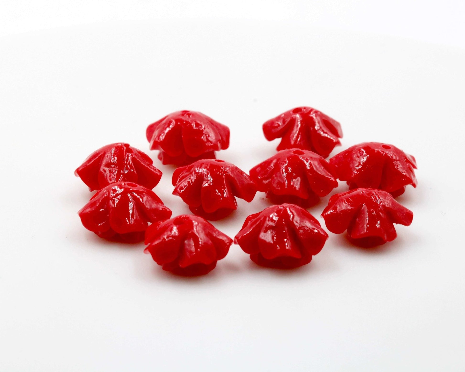Coral Rose Flower Beads 12mm - Taj Mahal Gems