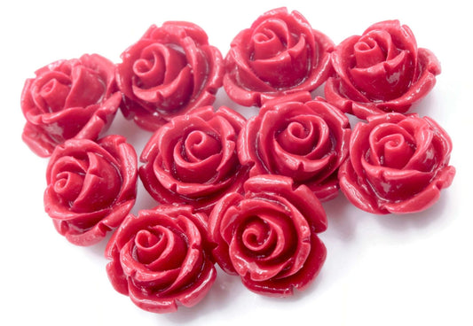 Coral Rose Flower Beads 12mm - Taj Mahal Gems