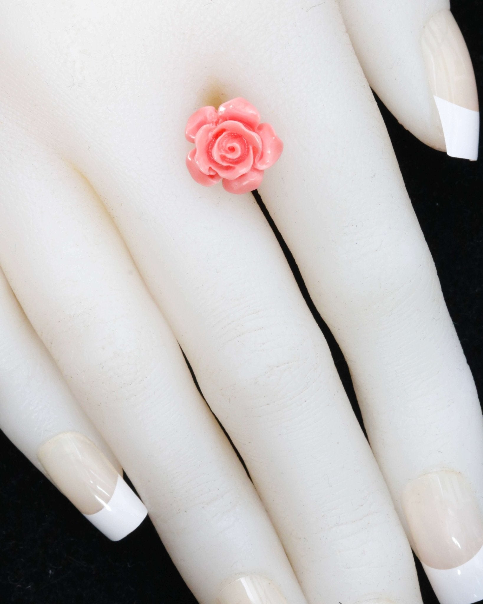 Coral Rose Flower Beads 12mm - Taj Mahal Gems