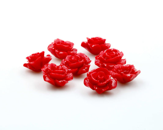 Coral Rose Flower Beads 12mm - Taj Mahal Gems