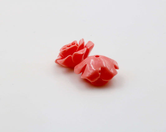 Coral Rose Flower Beads 14mm - Taj Mahal Gems