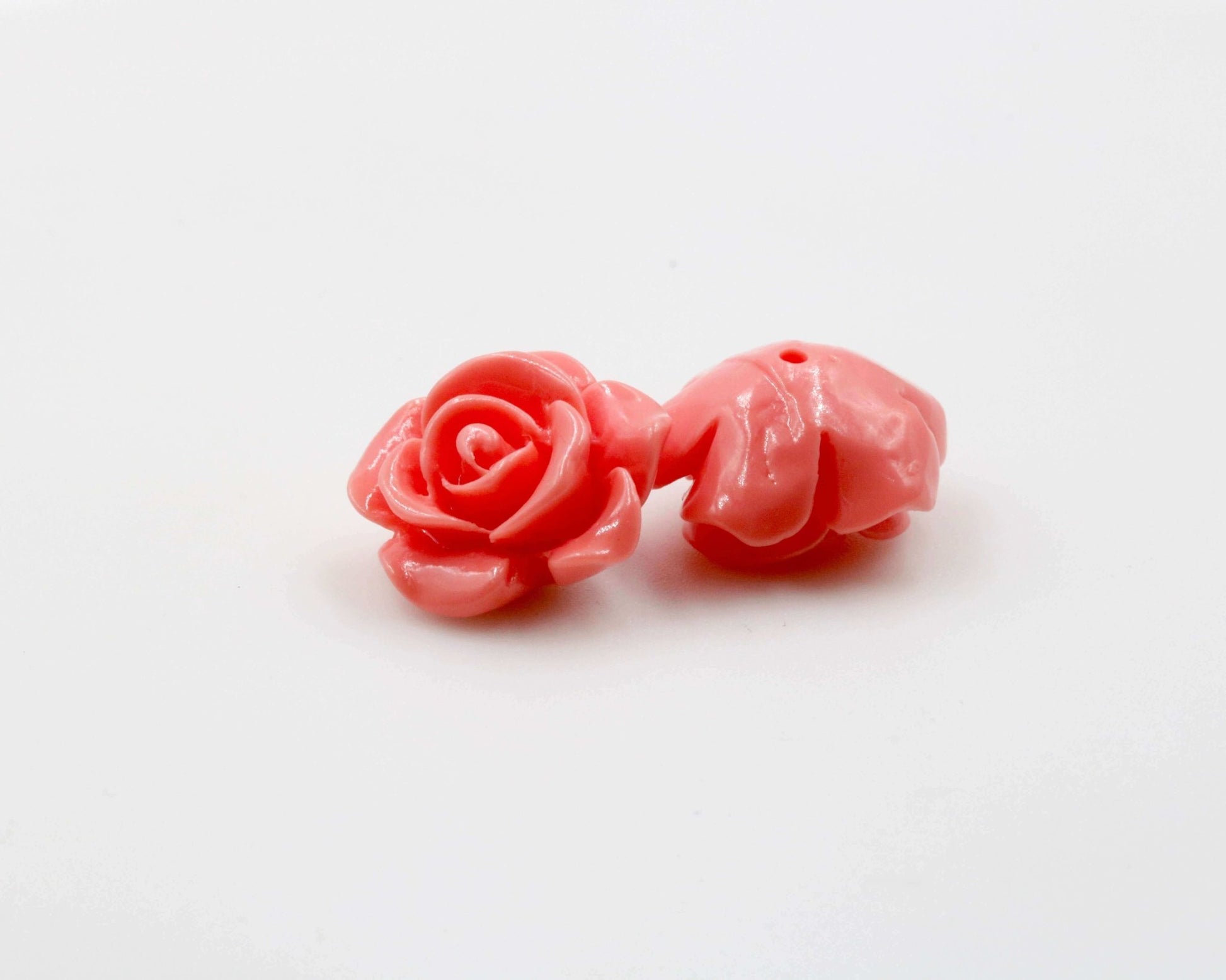 Coral Rose Flower Beads 14mm - Taj Mahal Gems