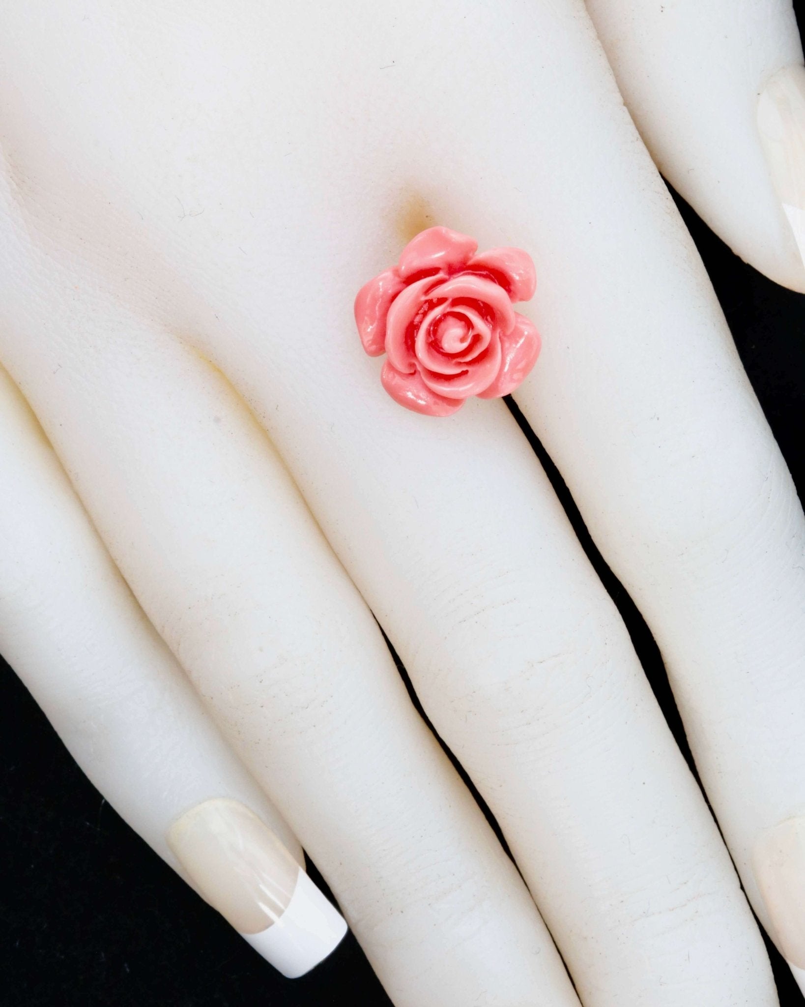 Coral Rose Flower Beads 14mm - Taj Mahal Gems