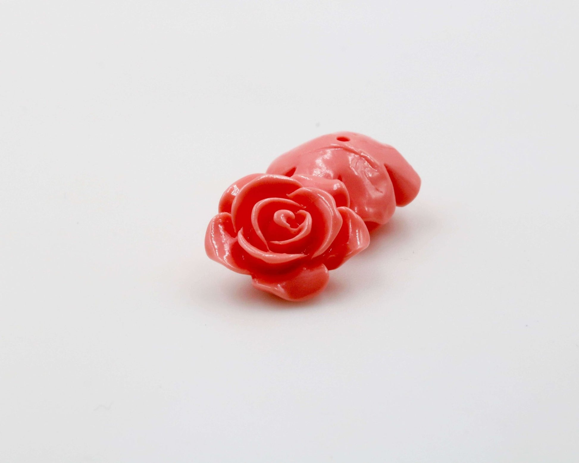 Coral Rose Flower Beads 14mm - Taj Mahal Gems