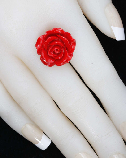 Coral Rose Flower beads 18mm - Taj Mahal Gems